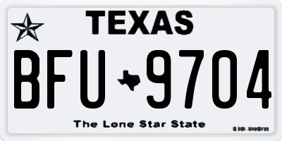 TX license plate BFU9704