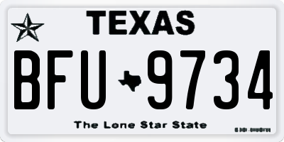 TX license plate BFU9734