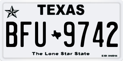 TX license plate BFU9742