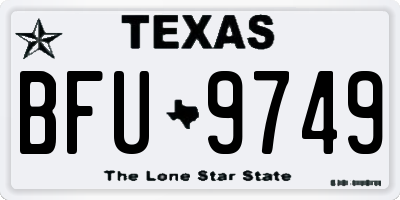 TX license plate BFU9749