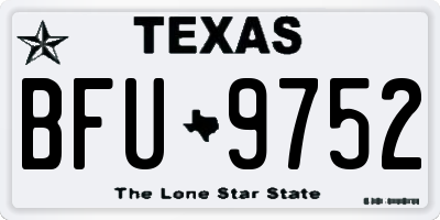 TX license plate BFU9752