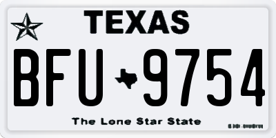 TX license plate BFU9754