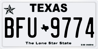 TX license plate BFU9774