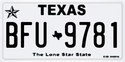 TX license plate BFU9781