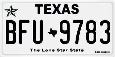 TX license plate BFU9783