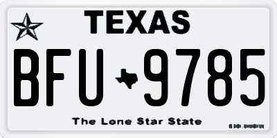 TX license plate BFU9785