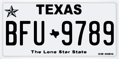 TX license plate BFU9789