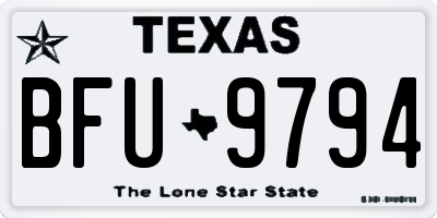 TX license plate BFU9794