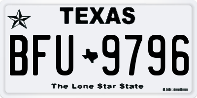 TX license plate BFU9796