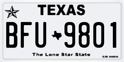 TX license plate BFU9801