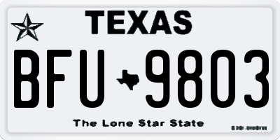 TX license plate BFU9803