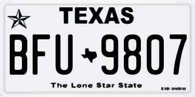 TX license plate BFU9807