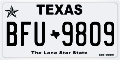 TX license plate BFU9809