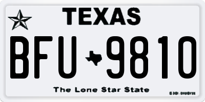 TX license plate BFU9810