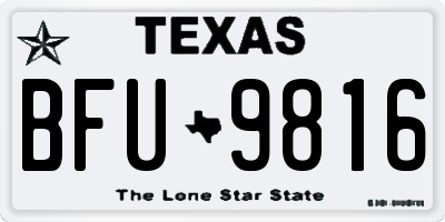TX license plate BFU9816