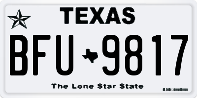 TX license plate BFU9817