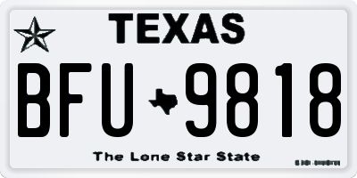 TX license plate BFU9818