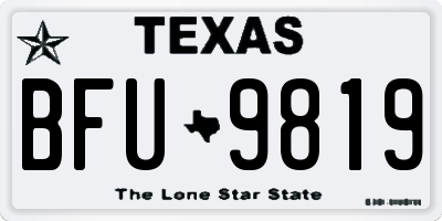 TX license plate BFU9819