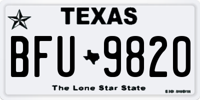 TX license plate BFU9820