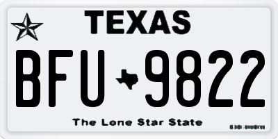TX license plate BFU9822