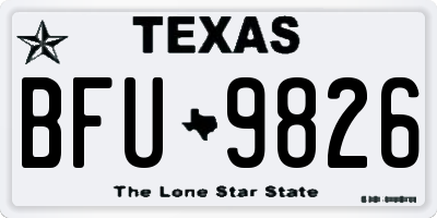 TX license plate BFU9826