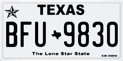 TX license plate BFU9830
