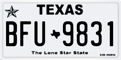 TX license plate BFU9831
