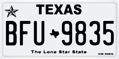 TX license plate BFU9835