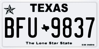 TX license plate BFU9837