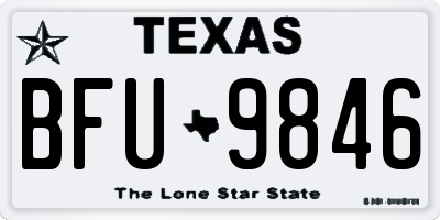 TX license plate BFU9846