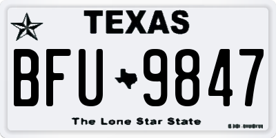 TX license plate BFU9847