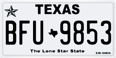TX license plate BFU9853