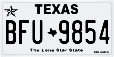 TX license plate BFU9854