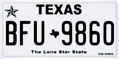 TX license plate BFU9860