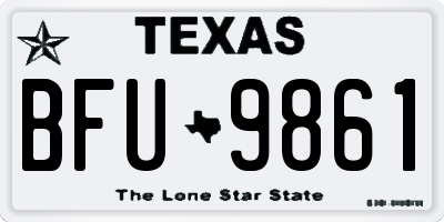 TX license plate BFU9861