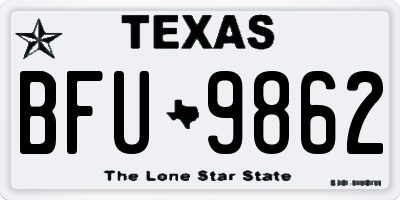TX license plate BFU9862