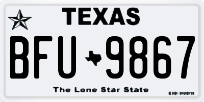 TX license plate BFU9867