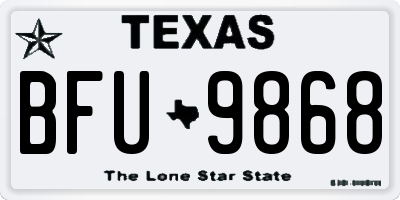 TX license plate BFU9868