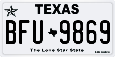 TX license plate BFU9869