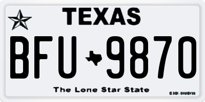 TX license plate BFU9870