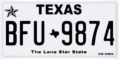 TX license plate BFU9874