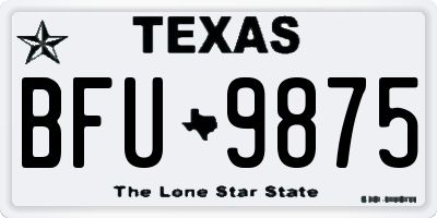 TX license plate BFU9875