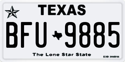 TX license plate BFU9885