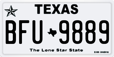 TX license plate BFU9889