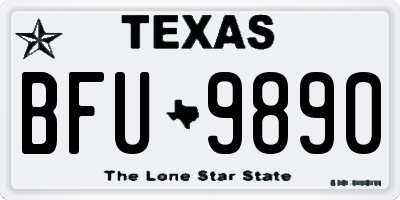 TX license plate BFU9890