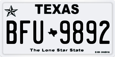 TX license plate BFU9892