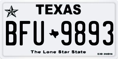 TX license plate BFU9893