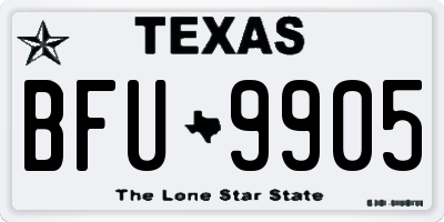 TX license plate BFU9905