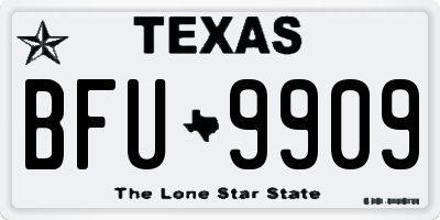 TX license plate BFU9909