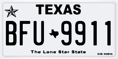 TX license plate BFU9911